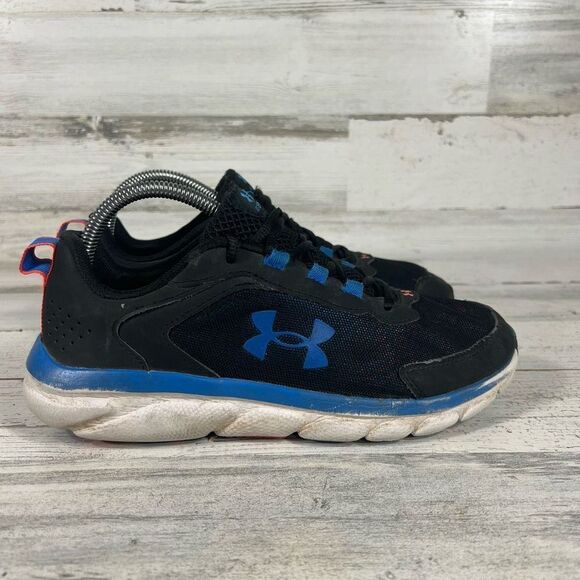 Under Armour Women's Logo Shoes Athletic Running Blue Black Lace Up Size 8.5‎ - Picture 1 of 8